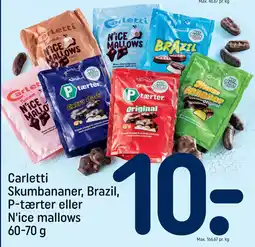 REMA 1000 Carletti Skumbananer, Brazil, P-tærter eller N'ice mallows 60-70 g tilbud