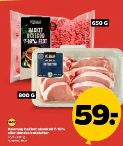 Netto Velsmag hakket oksekød 7-10% eller danske koteletter tilbud