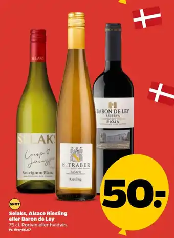 Netto Selaks, Alsace Riesling eller Baron de Ley tilbud