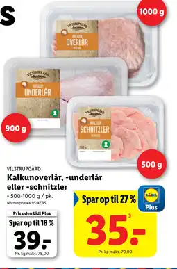 Lidl Kalkunoverlår, -underlår eller -schnitzler tilbud