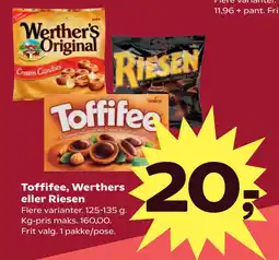 SuperBrugsen Toffifee, Werthers eller Riesen tilbud