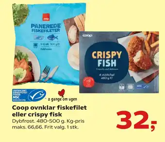 SuperBrugsen Coop ovnklar fiskefilet eller crispy fisk tilbud