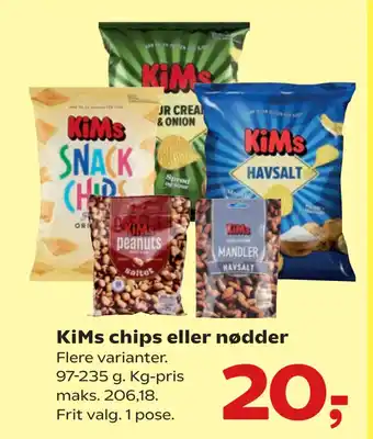 SuperBrugsen KiMs chips eller nødder tilbud