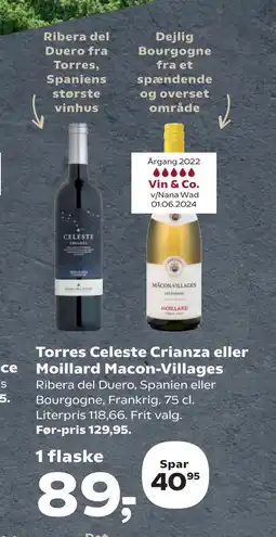 SuperBrugsen Torres Celeste Crianza eller Moillard Macon-Villages tilbud