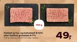 Kvickly Hakket grise- og kalvekød 8-12% eller hakket grisekød 4-7% tilbud