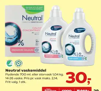 Kvickly Neutral vaskemiddel tilbud