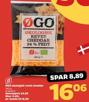 Netto ØGO økologisk revet cheddar tilbud