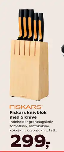 Kvickly Fiskars knivblok med 5 knive tilbud