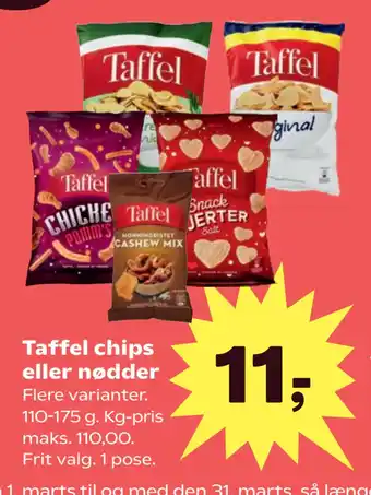 Kvickly Taffel chips eller nødder tilbud