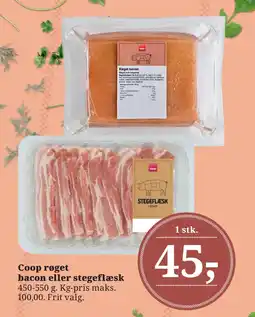 Dagli'Brugsen Coop røget bacon eller stegeflæsk tilbud