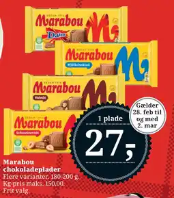 Dagli'Brugsen Marabou chokoladeplader tilbud