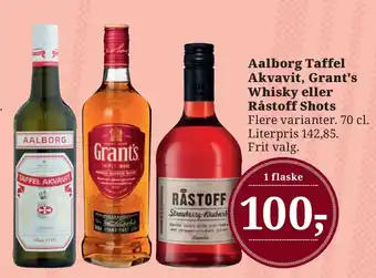 Dagli'Brugsen Aalborg Taffel Akvavit, Grant's Whisky eller Råstoff Shots tilbud