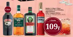 Dagli'Brugsen Bailey's Likør 1 liter. Tullamore Dew Whiskey, Jägermeister eller Campari Bitter tilbud