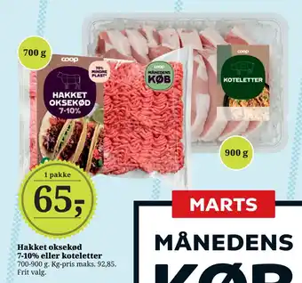 Dagli'Brugsen Hakket oksekød 7-10% eller koteletter tilbud