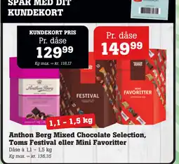 Poetzsch Padborg Anthon Berg Mixed Chocolate Selection, Toms Festival eller Mini Favoritter tilbud