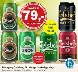 Købmandsgården Tuborg og Carlsberg Øl. Mange forskellige slags tilbud