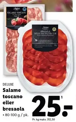 Lidl Deluxe Salame toscano eller bresaola tilbud