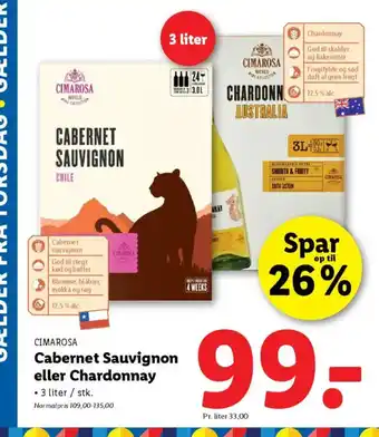 Lidl Cabernet Sauvignon eller Chardonnay tilbud