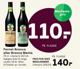 SPAR Fernet-Branca eller Branca Menta tilbud