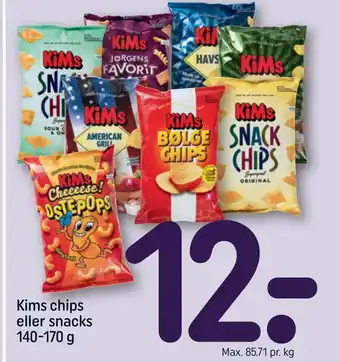 REMA 1000 Kims chips eller snacks 140-170 g tilbud