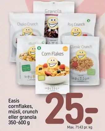 REMA 1000 Easis cornflakes, müsli, crunch eller granola 350-600 g tilbud