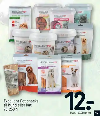 REMA 1000 Excellent Pet snacks til hund eller kat 75-250 g tilbud