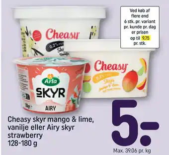 REMA 1000 Cheasy skyr mango & lime, vanilje eller Airy skyr strawberry 128-180 g tilbud