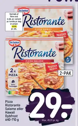 REMA 1000 Pizza Ristorante Salame eller Hawaii Dybfrost 640-710 g tilbud