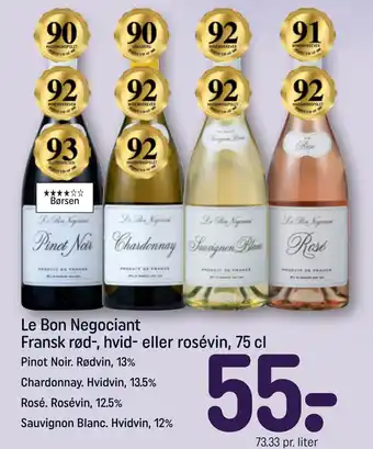 REMA 1000 Le Bon Negociant Fransk rød-, hvid- eller rosévin, 75 cl tilbud