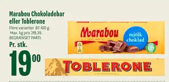 Min Købmand Marabou Chokoladebar eller Toblerone tilbud