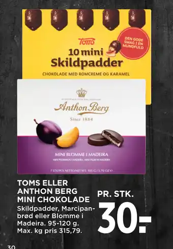 MENY TOMS ELLER ANTHON BERG MINI CHOKOLADE tilbud