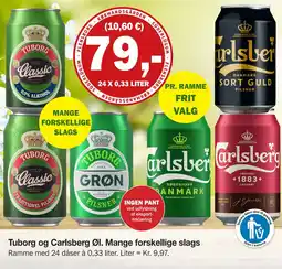 Købmandsgården Tuborg og Carlsberg Øl. Mange forskellige slags tilbud