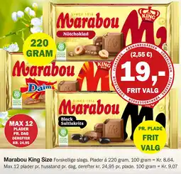 Købmandsgården Marabou King Size. Forskellige slags tilbud