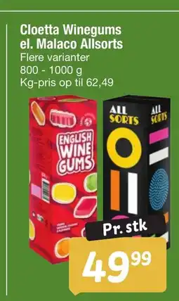 Fakta Tyskland Cloetta Winegums el. Malaco Allsorts tilbud