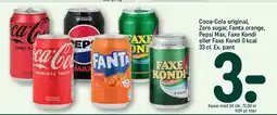 REMA 1000 Coca-Cola original, Zero sugar, Fanta orange, Pepsi Max, Faxe Kondi eller Faxe Kondi tilbud