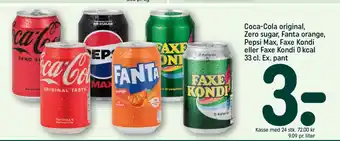 REMA 1000 Coca-Cola original, Zero sugar, Fanta orange, Pepsi Max, Faxe Kondi eller Faxe Kondi tilbud