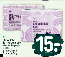 REMA 1000 REMA 1000 Soft køkkenrulle eller toiletpapir 3-lags tilbud