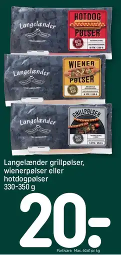 REMA 1000 Langelænder grillpølser, wienerpølser eller hotdogpølser tilbud