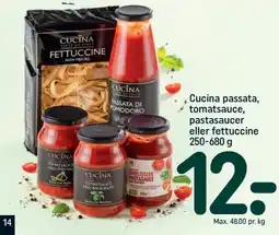 REMA 1000 CUCINA passata, tomatsauce, pastasaucer eller fettuccine tilbud