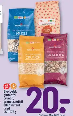 REMA 1000 Økologisk glutenfri crunch, granola, müsli eller instant grød tilbud