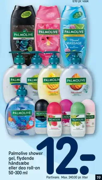 REMA 1000 PALMOLIVE shower gel, flydende håndsæbe eller deo roll-on tilbud