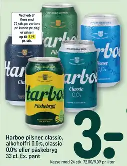 REMA 1000 HARBOE pilsner, classic, alkoholfri 0.0%, classic 0.0% eller påskebryg tilbud