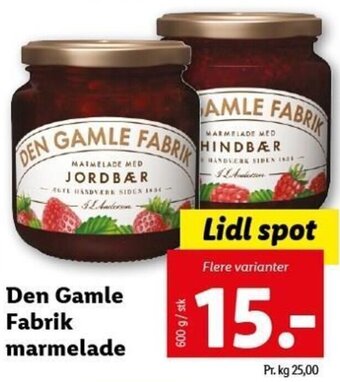 Lidl Den Gamle Fabrik Marmelade 600 g tilbud