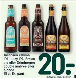 REMA 1000 Jacobsen Yakima IPA, Juice IPA, Brown ale eller Grimbergen double ambree eller blonde tilbud