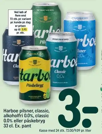 REMA 1000 Harboe pilsner, classic, alkoholfri 0,0% eller påskebryg tilbud