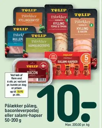 REMA 1000 Pålækker pålæg, baconleverpostel eller salami-hapser tilbud