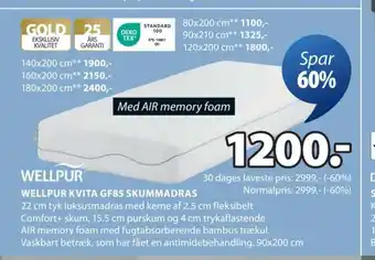 JYSK WELLPUR Med AIR memory foam tilbud