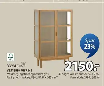 JYSK ROYALOAK VESTERBY VITRINE tilbud