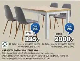 JYSK MARKSKEL BORD + JONSTRUP STOL tilbud