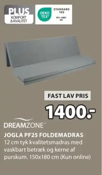 JYSK DREAMZONE JOGLA PF25 FOLDEMADRAS tilbud